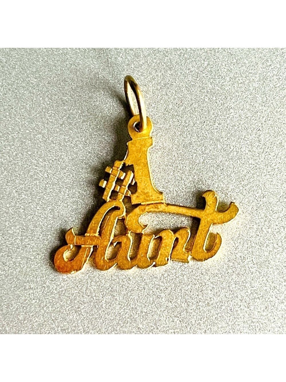 14k Yellow Gold #1 Aunt Auntie Charm Pendant For Necklace